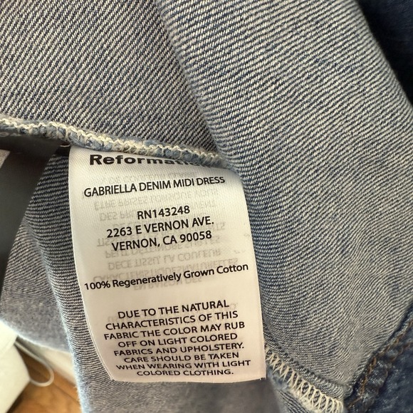 Reformation NWT Gabriella Denim Midi V-Neck Center Seam Dress Size 2 - Picture 8 of 10